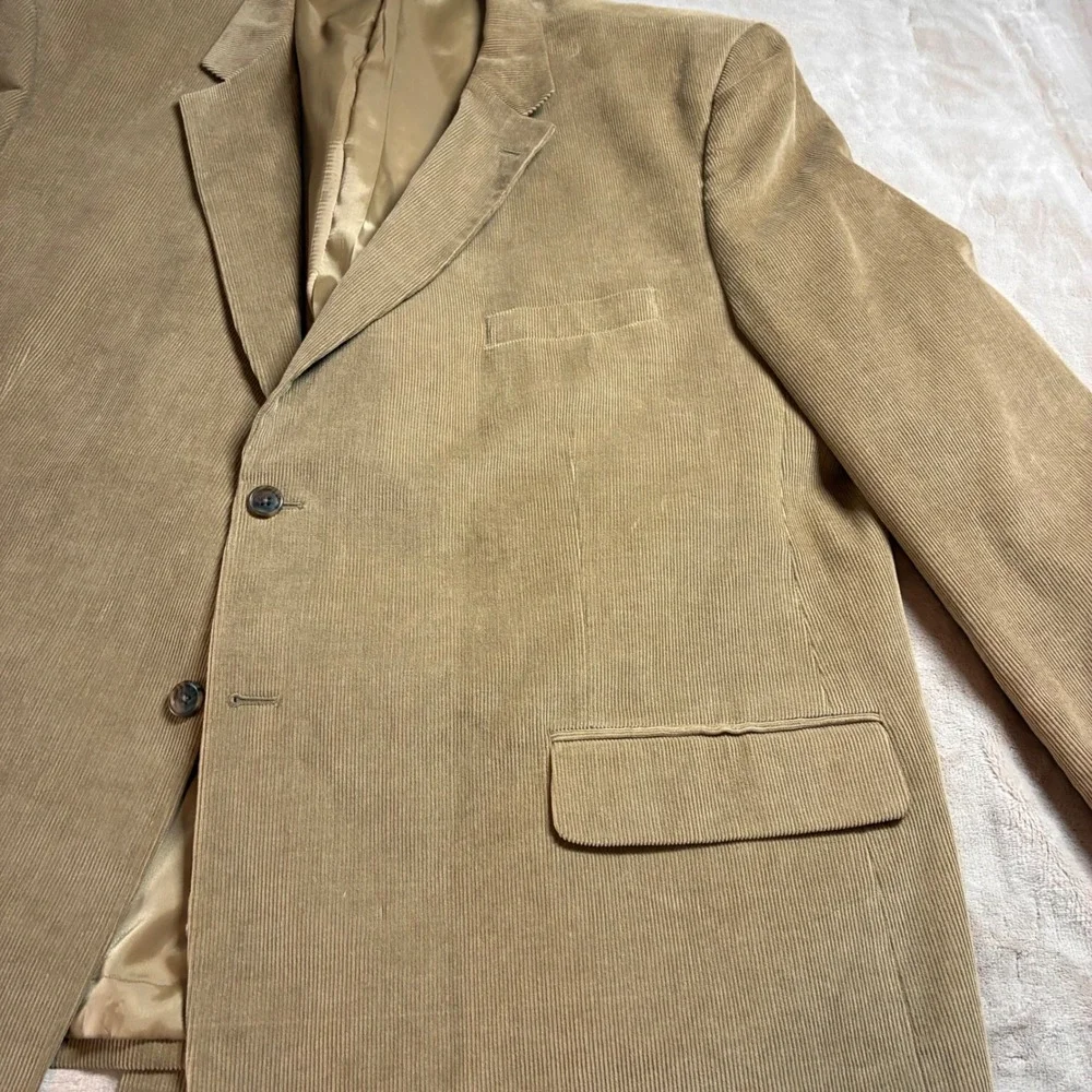 Joseph & Feiss Men 56R Tan Corduroy Sport Coat Blazer Jacket 2 Button Cotton